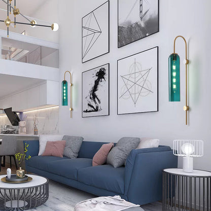 Mid-Century Gooseneck Wandlamp Metaal 1-Licht Woonkamer Wandlamp met Fluitglas Schaduw