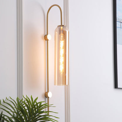 Mid-Century Gooseneck Wandlamp Metaal 1-Licht Woonkamer Wandlamp met Fluitglas Schaduw