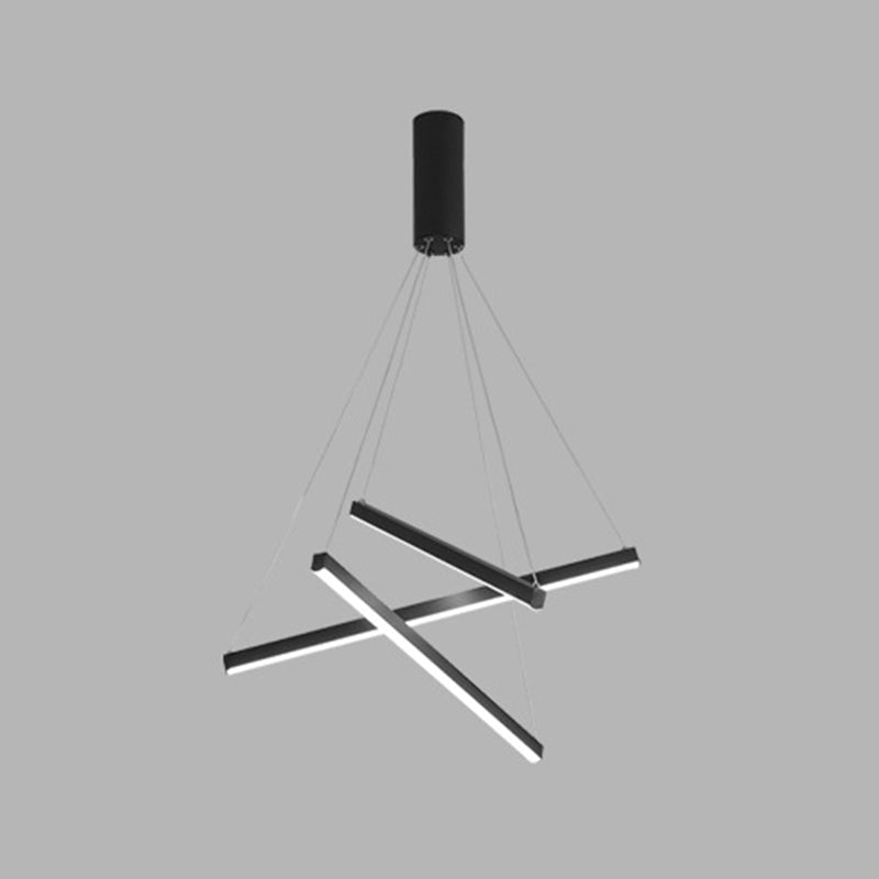 Zwarte Sticks LED Kroonluchter Licht Novelty Minimalistische Metalen Hanglamp voor Lobby