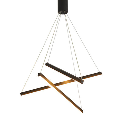 Zwarte Sticks LED Kroonluchter Licht Novelty Minimalistische Metalen Hanglamp voor Lobby