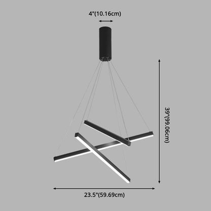 Zwarte Sticks LED Kroonluchter Licht Novelty Minimalistische Metalen Hanglamp voor Lobby