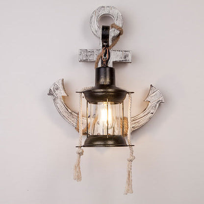 Industrieel Vintage Boot Anker Massief Houten 1-Licht Wandlamp