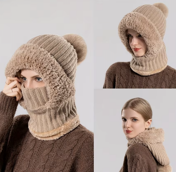 Warme Fleece Muts met Nekwarmer