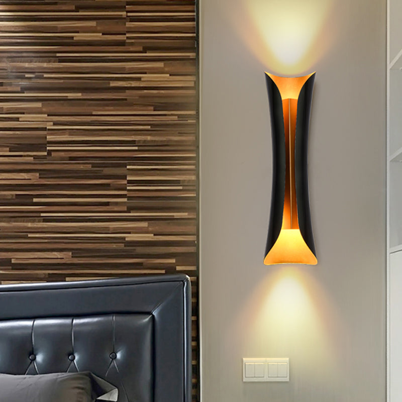 Moderne Curl Wandlamp Hoogte 2 Lichten Metallic Binnen Wandverlichting in Zwart