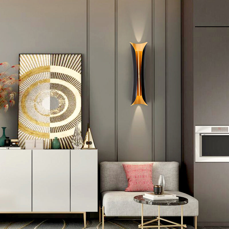 Moderne Curl Wandlamp Hoogte 2 Lichten Metallic Binnen Wandverlichting in Zwart