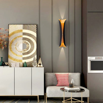 Moderne Curl Wandlamp Hoogte 2 Lichten Metallic Binnen Wandverlichting in Zwart