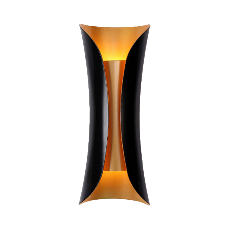Moderne Curl Wandlamp Hoogte 2 Lichten Metallic Binnen Wandverlichting in Zwart