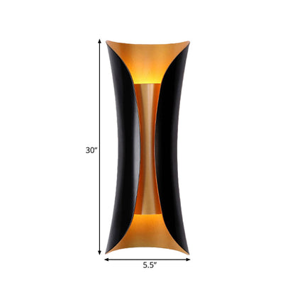 Moderne Curl Wandlamp Hoogte 2 Lichten Metallic Binnen Wandverlichting in Zwart
