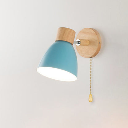 Moderne Minimalistische Effen Kleur Macaron IJzeren Houten 1-Licht Wandlamp