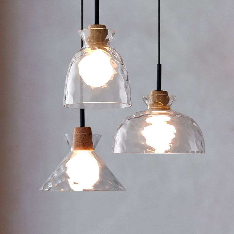 Noordse Helder Geribbeld Glas Schaduw 1-Licht Hanglamp