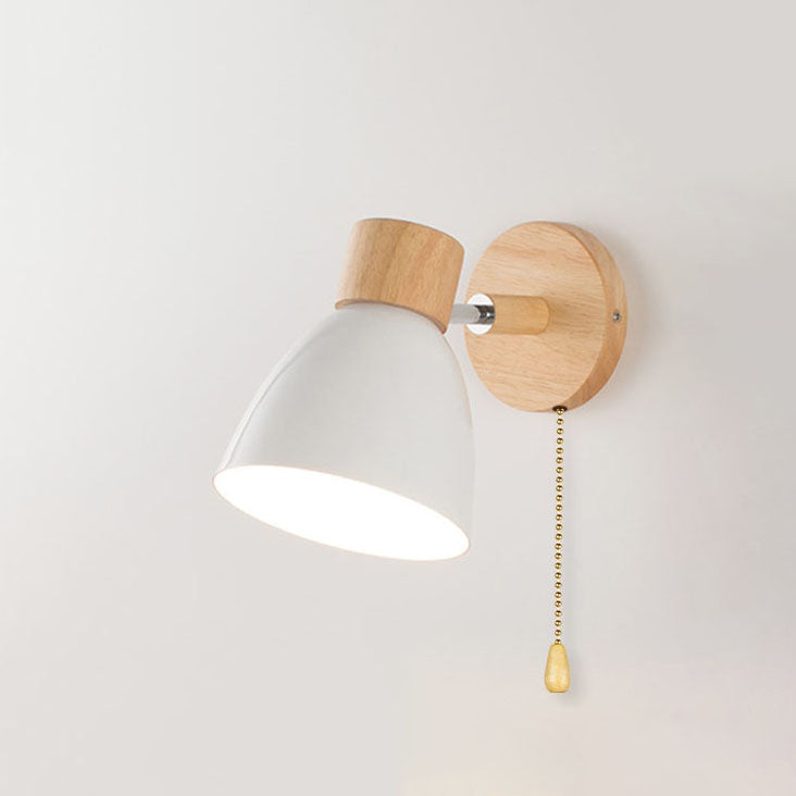 Moderne Minimalistische Effen Kleur Macaron IJzeren Houten 1-Licht Wandlamp