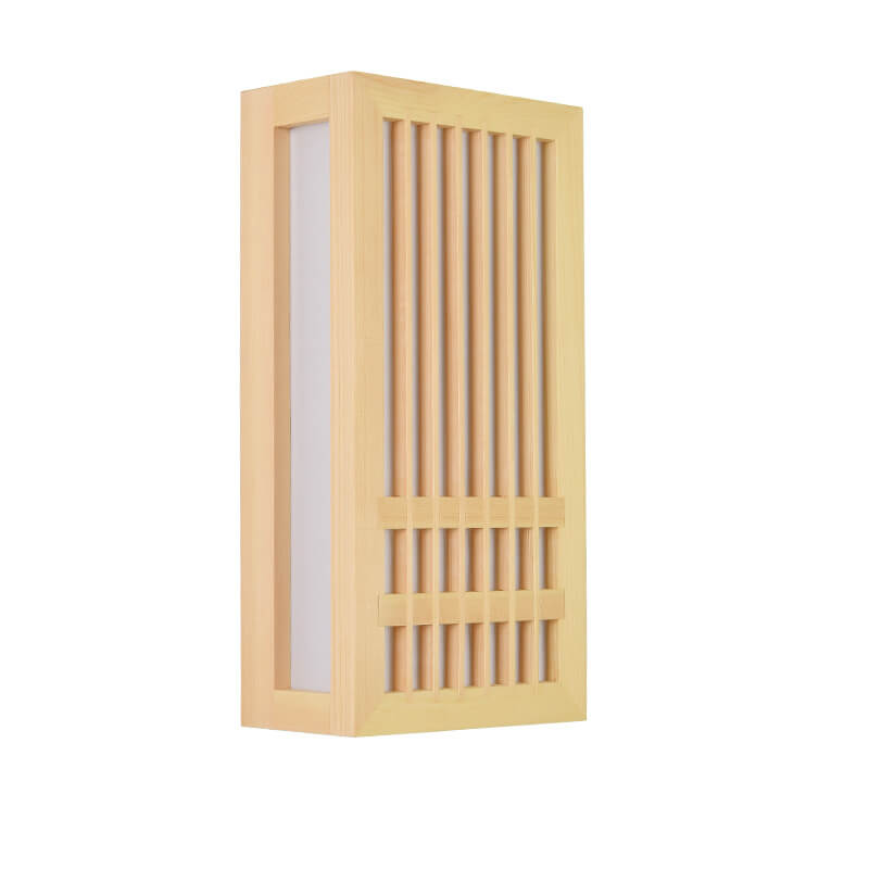 Eenvoudige Massief Houten Rechthoekige 1-Licht Japanse Wandlamp