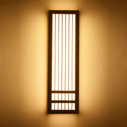 Eenvoudige Massief Houten Rechthoekige 1-Licht Japanse Wandlamp