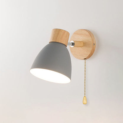 Moderne Minimalistische Effen Kleur Macaron IJzeren Houten 1-Licht Wandlamp