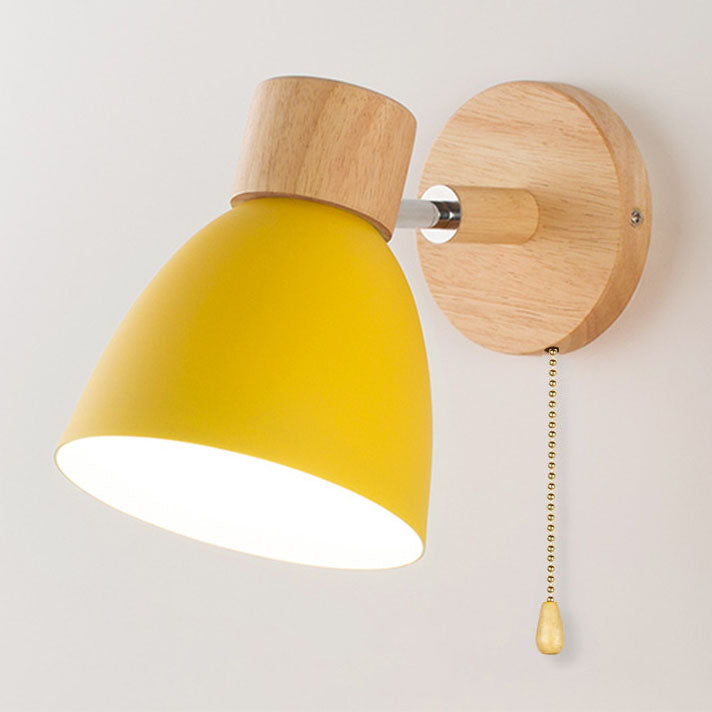 Moderne Minimalistische Effen Kleur Macaron IJzeren Houten 1-Licht Wandlamp