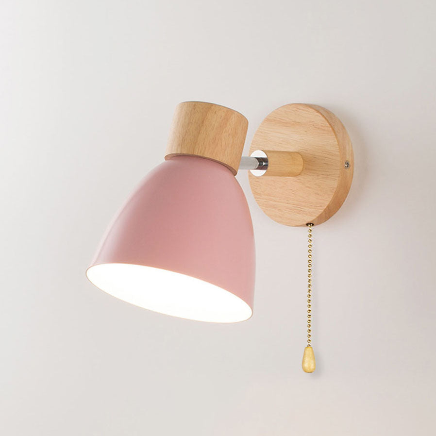 Moderne Minimalistische Effen Kleur Macaron IJzeren Houten 1-Licht Wandlamp