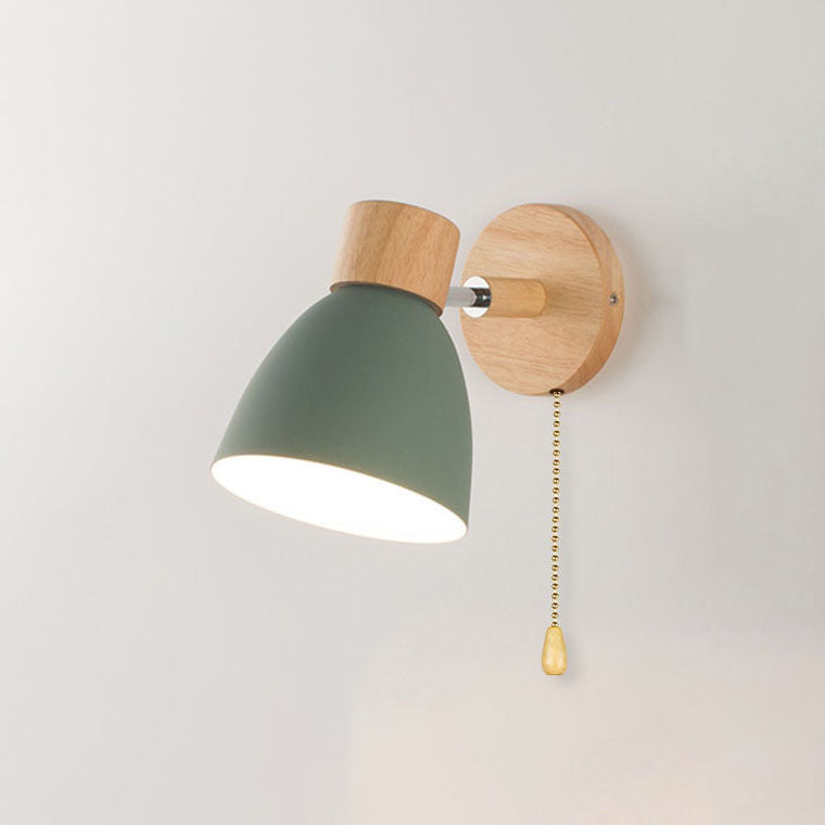 Moderne Minimalistische Effen Kleur Macaron IJzeren Houten 1-Licht Wandlamp