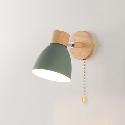Moderne Minimalistische Effen Kleur Macaron IJzeren Houten 1-Licht Wandlamp