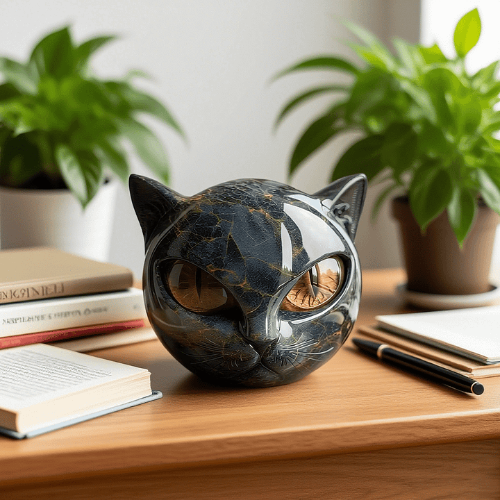 Zwarte Kattenkop met Hypnotiserende Ogen