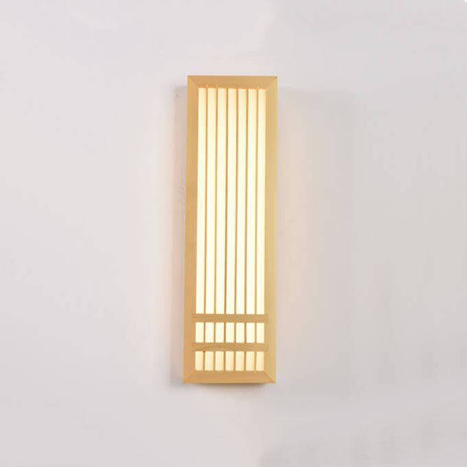 Eenvoudige Massief Houten Rechthoekige 1-Licht Japanse Wandlamp