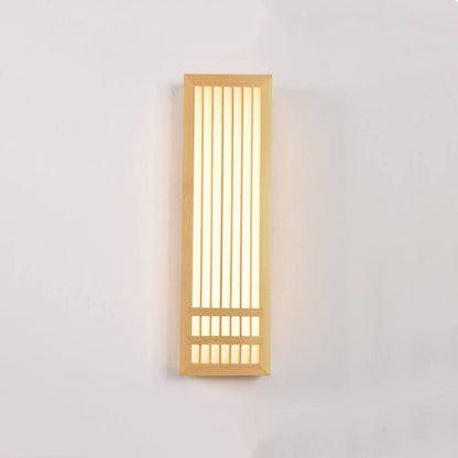 Eenvoudige Massief Houten Rechthoekige 1-Licht Japanse Wandlamp