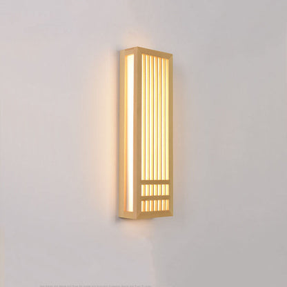 Eenvoudige Massief Houten Rechthoekige 1-Licht Japanse Wandlamp