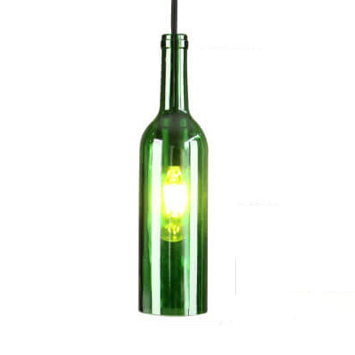 Antieke Glazen Wijnfles 1-Licht Hanglamp