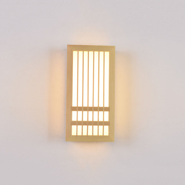 Eenvoudige Massief Houten Rechthoekige 1-Licht Japanse Wandlamp