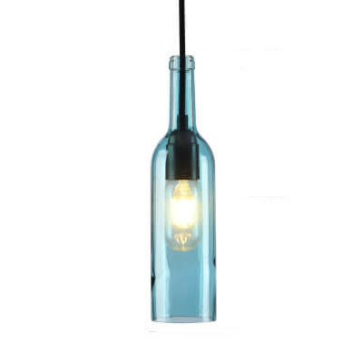 Antieke Glazen Wijnfles 1-Licht Hanglamp