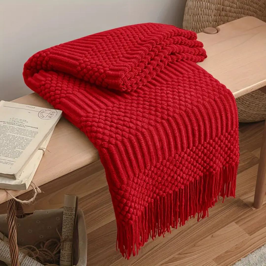 VINTAGE TASSEL BREI DEKEN