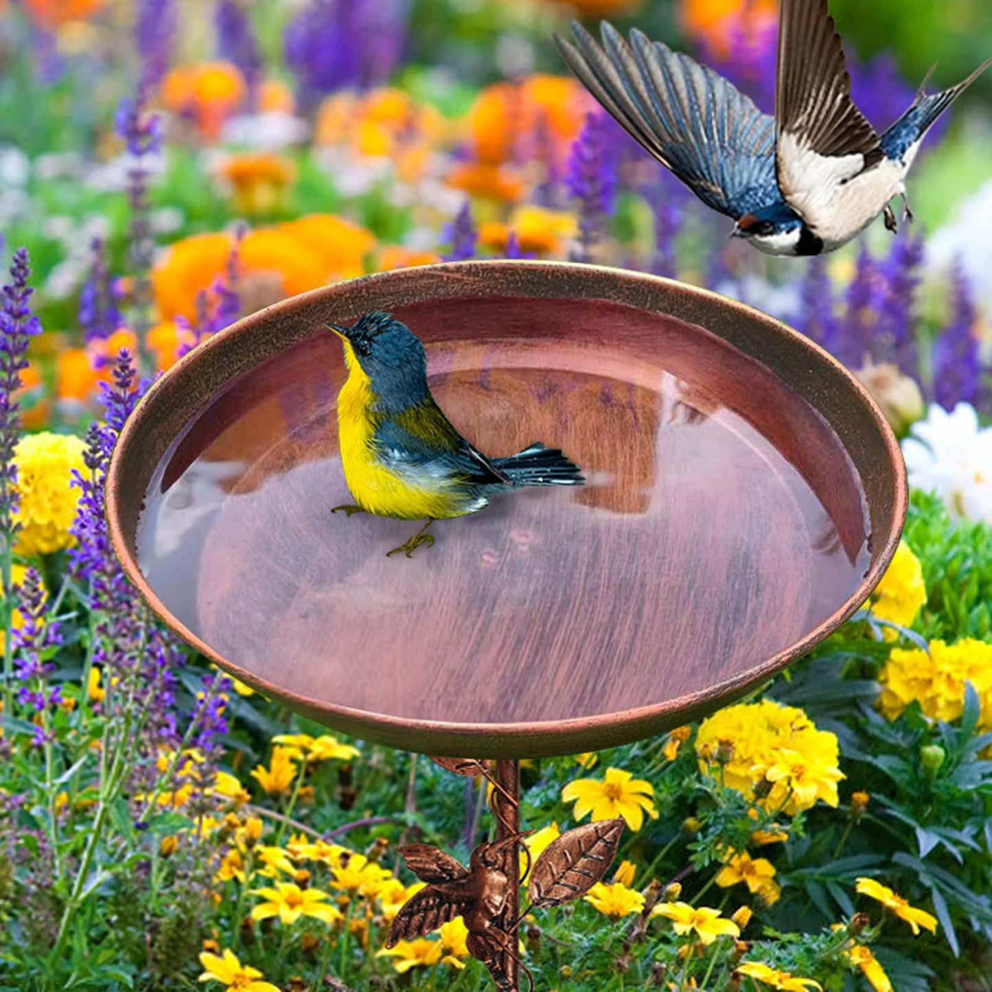 Vogelbad op voet, roestbestendig bad voor de tuin, stevige constructie
