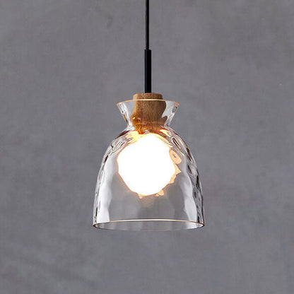 Noordse Helder Geribbeld Glas Schaduw 1-Licht Hanglamp