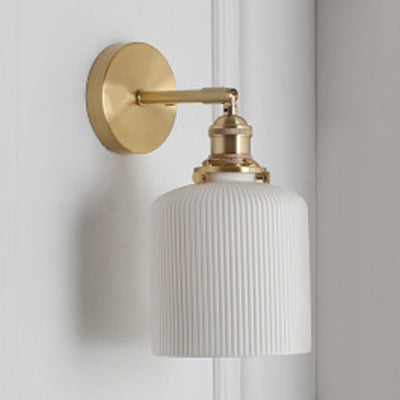 Porseleinen Wandlamp met Messing Lampenvoet Eetkamer Hal Breed 1 Licht Moderne Wandlamp in Wit