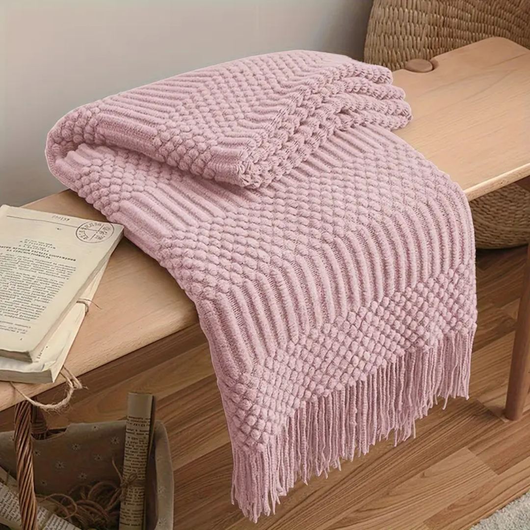 VINTAGE TASSEL BREI DEKEN