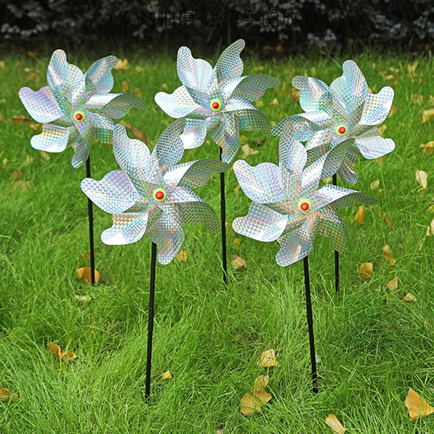 Maxbell Whirl Reflective Pinwheel Wind Spinner Sprankelend Zilver voor Boerderij Tuin Achtertuin