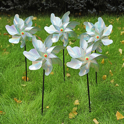Maxbell Whirl Reflective Pinwheel Wind Spinner Sprankelend Zilver voor Boerderij Tuin Achtertuin