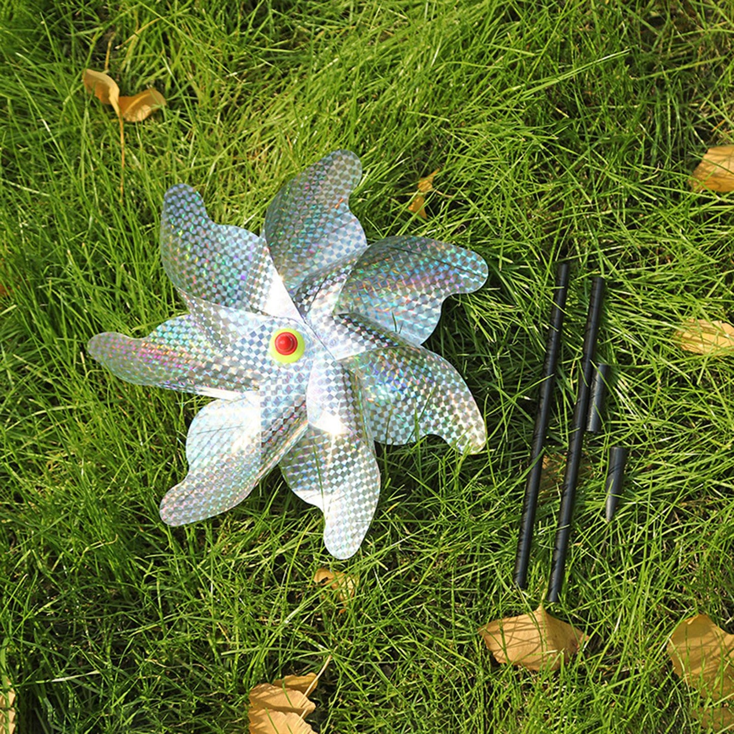 Maxbell Whirl Reflective Pinwheel Wind Spinner Sprankelend Zilver voor Boerderij Tuin Achtertuin