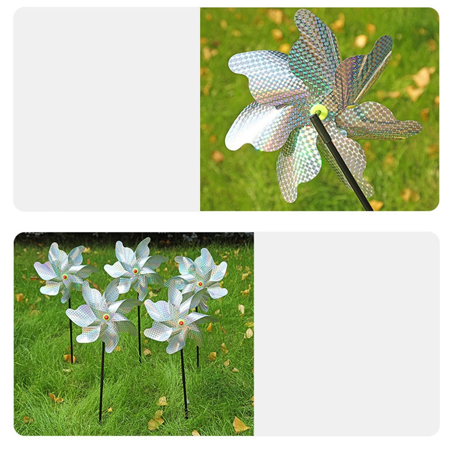 Maxbell Whirl Reflective Pinwheel Wind Spinner Sprankelend Zilver voor Boerderij Tuin Achtertuin