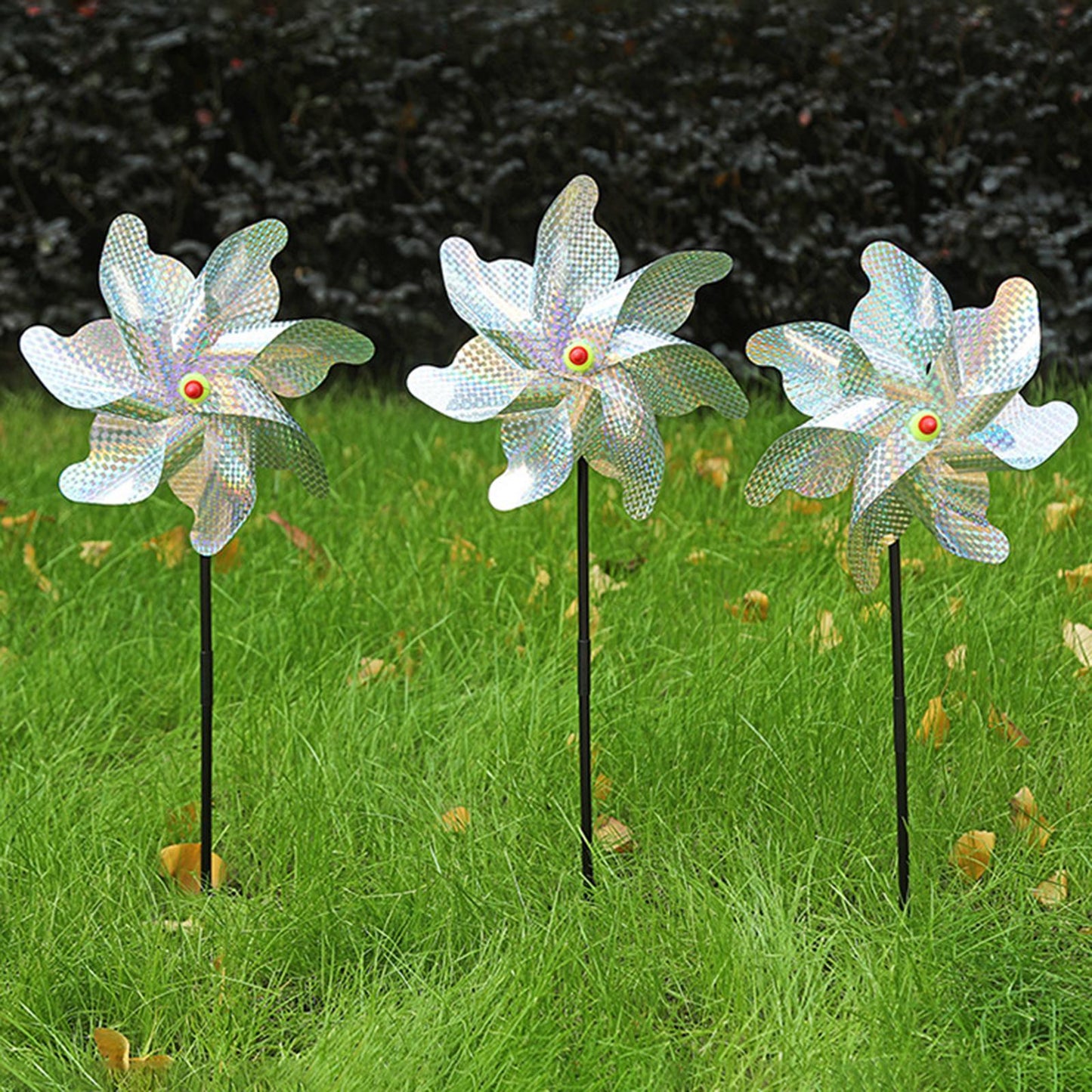 Maxbell Whirl Reflective Pinwheel Wind Spinner Sprankelend Zilver voor Boerderij Tuin Achtertuin