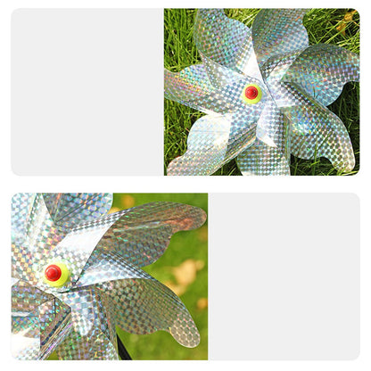 Maxbell Whirl Reflective Pinwheel Wind Spinner Sprankelend Zilver voor Boerderij Tuin Achtertuin