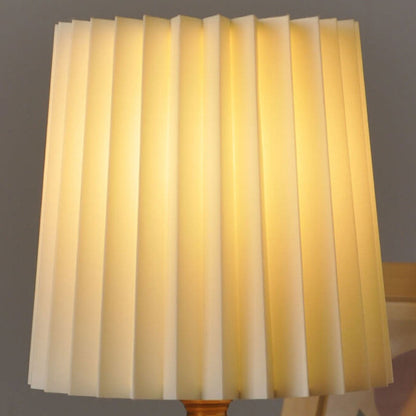Vintage Koreaanse Geplooide Kolom Massief Houten Basis 1-Lichts Tafellamp