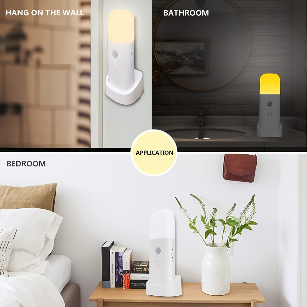 LED Nachtlamp met Bewegingssensor – USB-oplaadbaar en Verstelbare Helderheid voor Slaapkamers en Gangen
