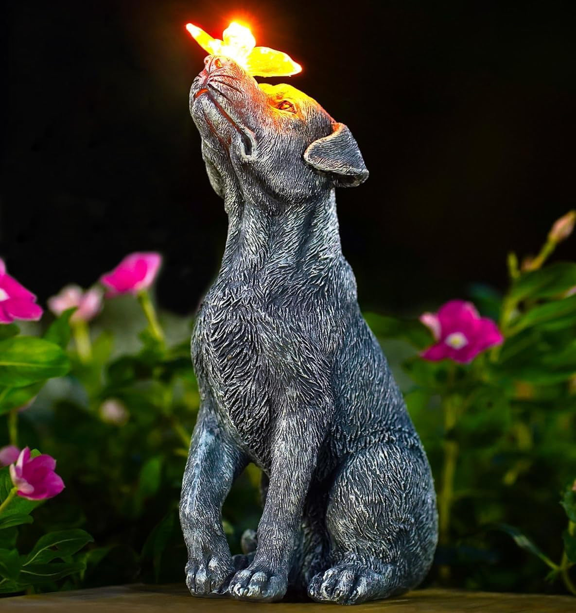 Hond met LED Tuindecoraties Met Zonnebloem