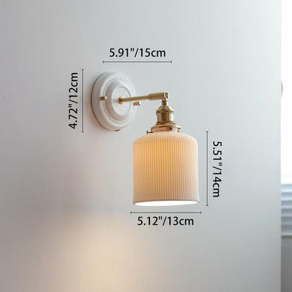 Traditionele Vintage Ronde Keramische Messing 1-Licht Wandlamp voor Woonkamer