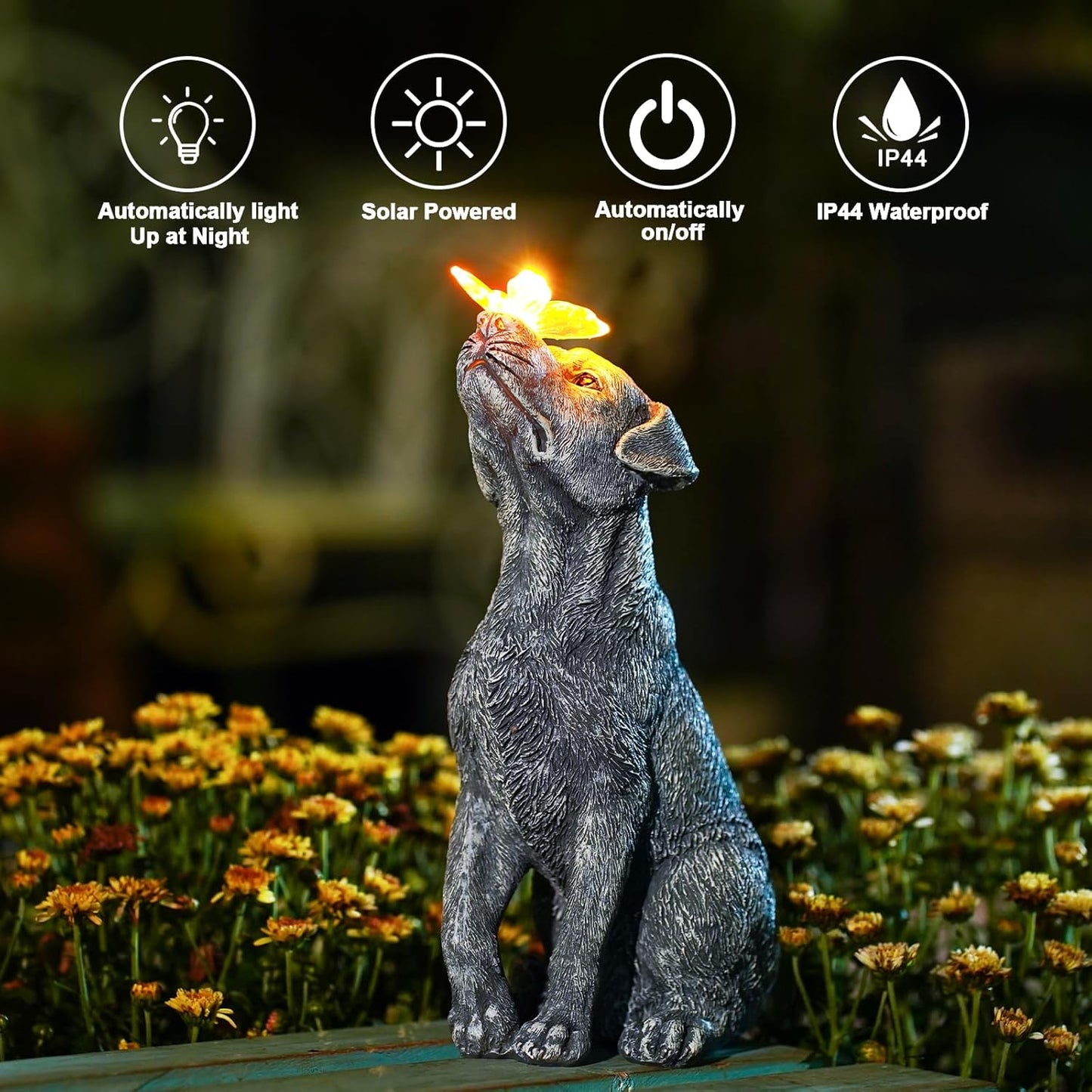 Hond met LED Tuindecoraties Met Zonnebloem