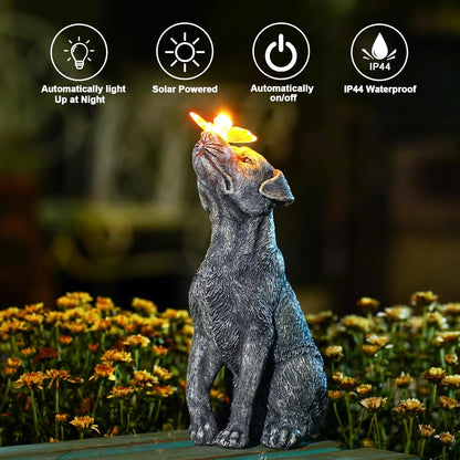 Hond met LED Tuindecoraties Met Zonnebloem