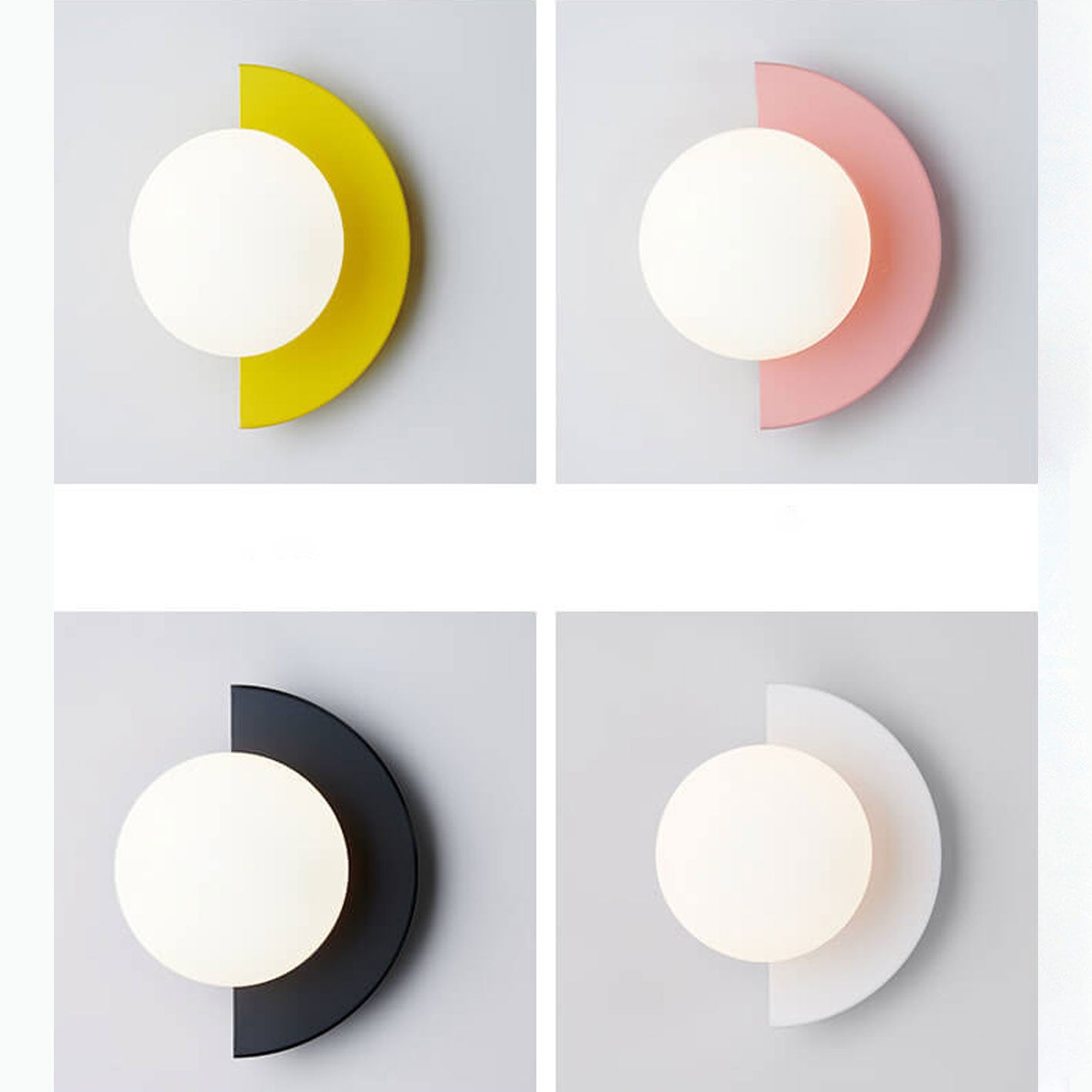 Moderne Minimalistische Glazen Sferische Kleurrijke Halve Cirkel Ontwerp 1-Lichts Wandlamp