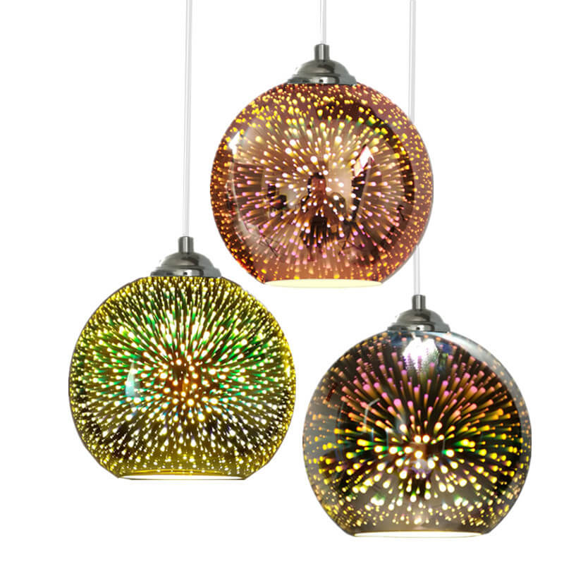 Moderne Creatieve 3D Kleurrijke Vuurwerk Glas 1-Licht Kooi Hanglamp