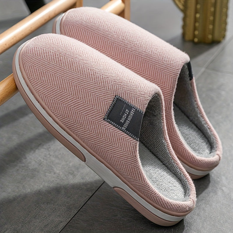 Warme Herenpantoffels met Visgraatstructuur – Comfort & Grip voor Thuis in de Herfst en Winter