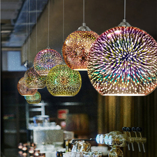 Moderne Creatieve 3D Kleurrijke Vuurwerk Glas 1-Licht Kooi Hanglamp